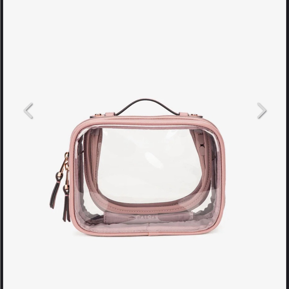 Calpak clear make up bag small mauve